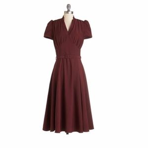 Collectif Dress ~ Vintage Inspired Swing Burgundy